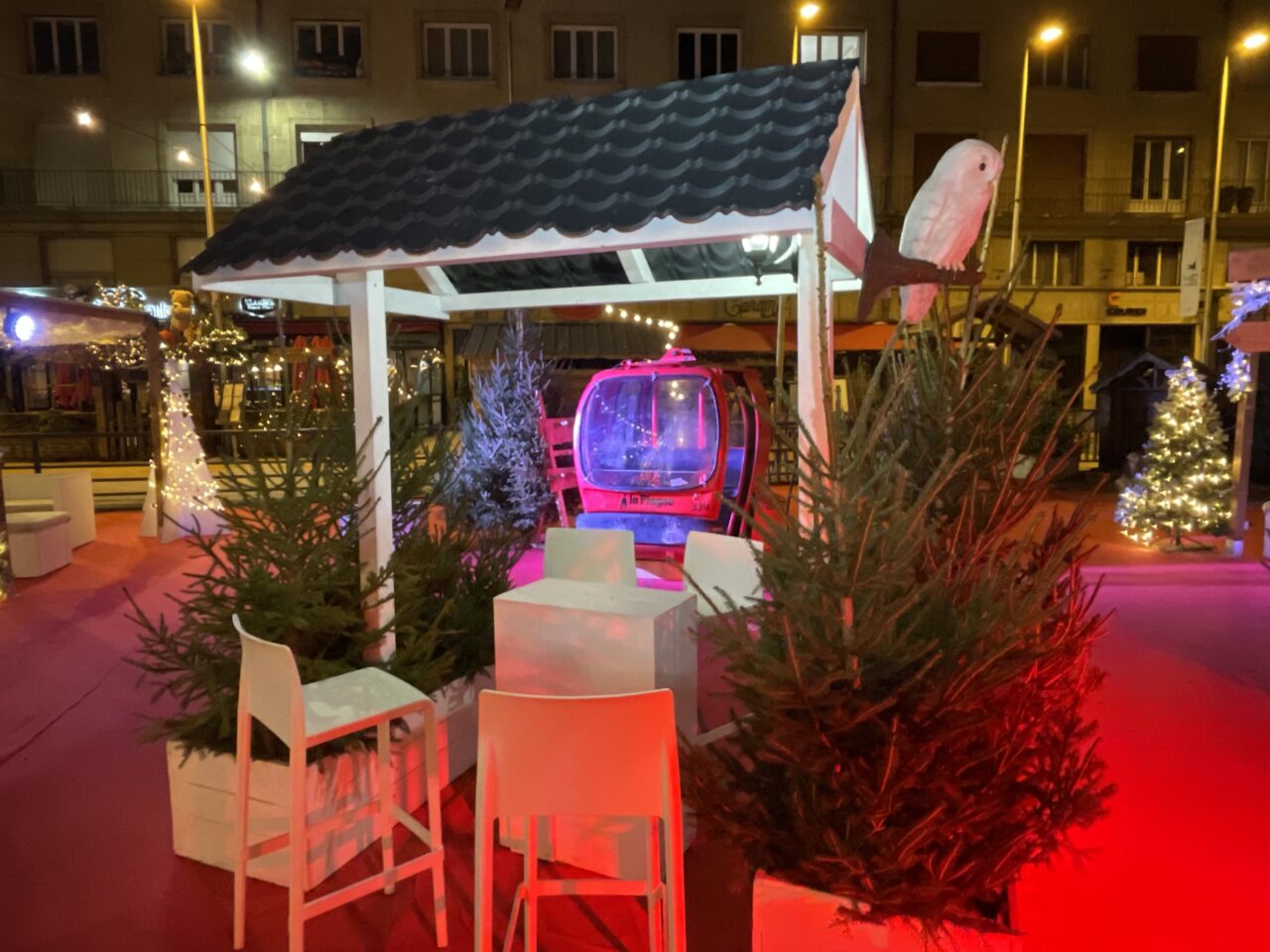 décor de thème montagne pour un marché de Noël
