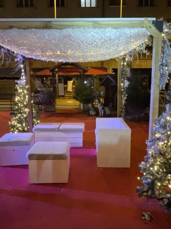 décor de thème montagne pour un marché de Noël